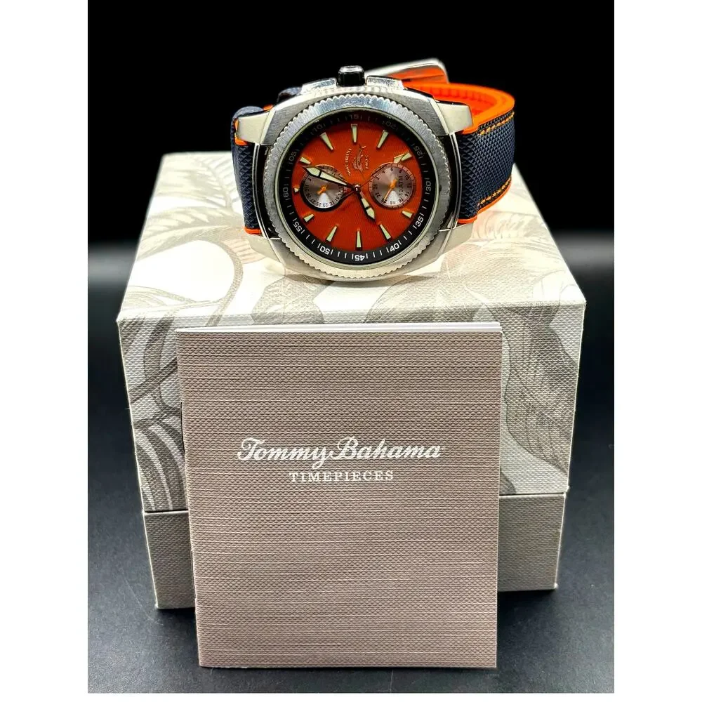 Tommy Bahama Relax RLX1057 A126 Orange Dial 24 Hour 100M 43mm Men’s Watch